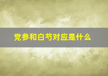 党参和白芍对应是什么