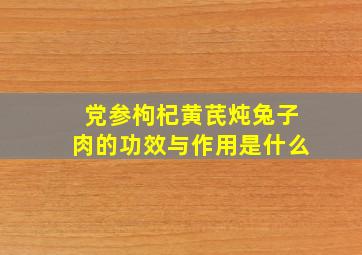 党参枸杞黄芪炖兔子肉的功效与作用是什么