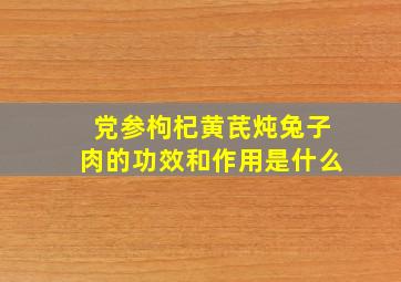 党参枸杞黄芪炖兔子肉的功效和作用是什么