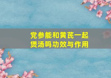 党参能和黄芪一起煲汤吗功效与作用