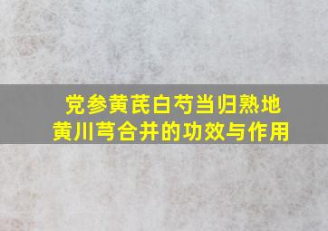 党参黄芪白芍当归熟地黄川芎合并的功效与作用