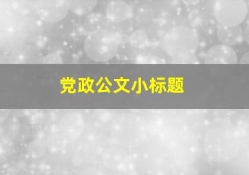 党政公文小标题