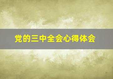 党的三中全会心得体会