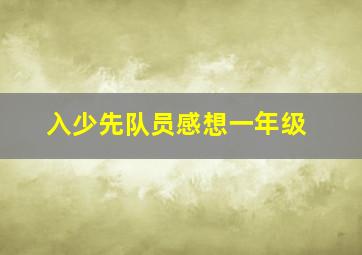 入少先队员感想一年级