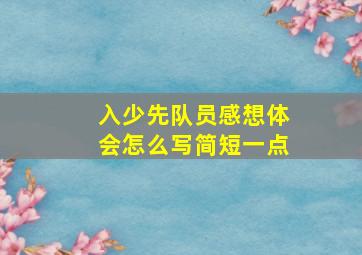 入少先队员感想体会怎么写简短一点