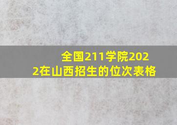 全国211学院2022在山西招生的位次表格