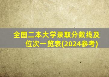 全国二本大学录取分数线及位次一览表(2024参考)