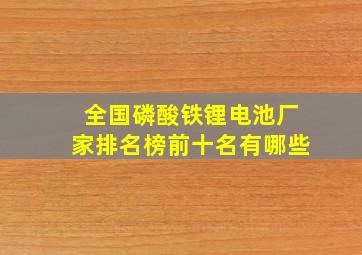 全国磷酸铁锂电池厂家排名榜前十名有哪些