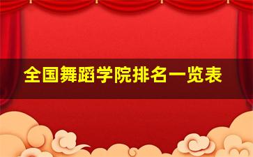 全国舞蹈学院排名一览表