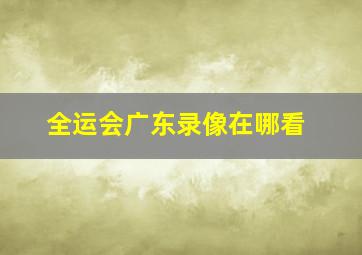 全运会广东录像在哪看