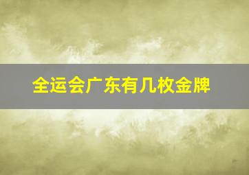 全运会广东有几枚金牌