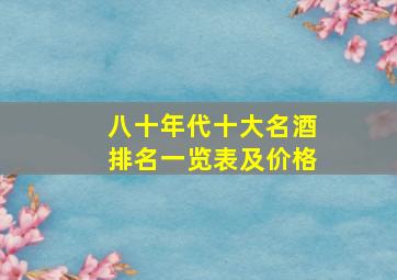 八十年代十大名酒排名一览表及价格