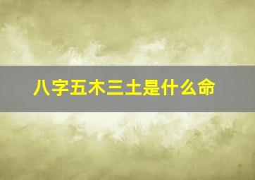 八字五木三土是什么命