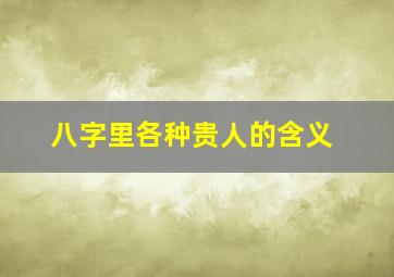 八字里各种贵人的含义