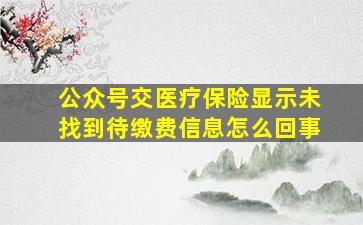 公众号交医疗保险显示未找到待缴费信息怎么回事