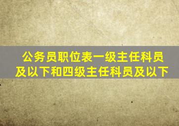 公务员职位表一级主任科员及以下和四级主任科员及以下