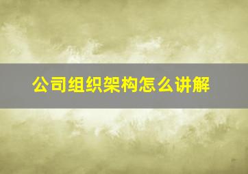 公司组织架构怎么讲解