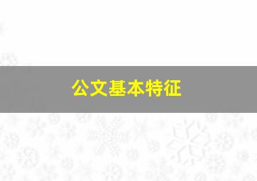 公文基本特征