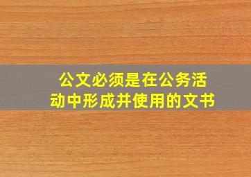 公文必须是在公务活动中形成并使用的文书