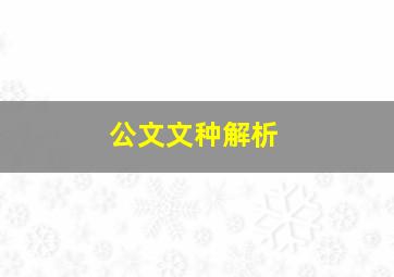 公文文种解析