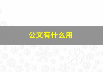 公文有什么用