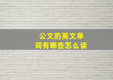 公文的英文单词有哪些怎么读