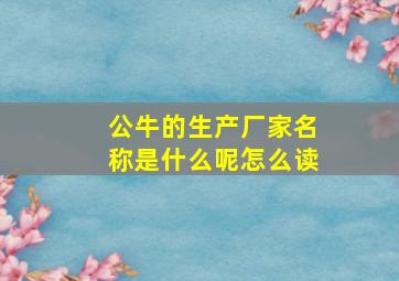 公牛的生产厂家名称是什么呢怎么读