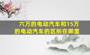 六万的电动汽车和15万的电动汽车的区别在哪里