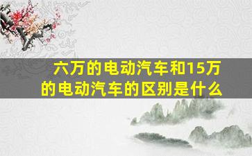 六万的电动汽车和15万的电动汽车的区别是什么