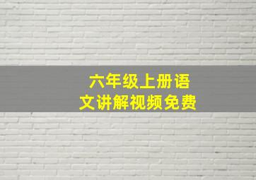 六年级上册语文讲解视频免费