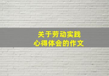 关于劳动实践心得体会的作文