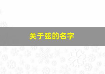 关于弦的名字