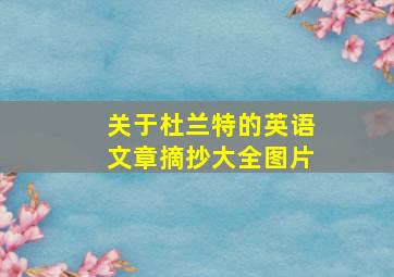 关于杜兰特的英语文章摘抄大全图片