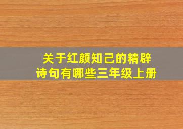 关于红颜知己的精辟诗句有哪些三年级上册