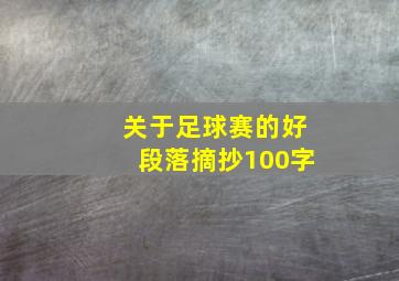 关于足球赛的好段落摘抄100字