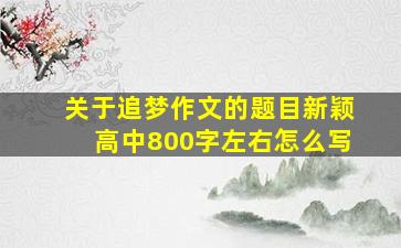 关于追梦作文的题目新颖高中800字左右怎么写