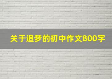 关于追梦的初中作文800字