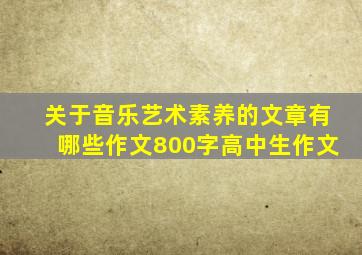 关于音乐艺术素养的文章有哪些作文800字高中生作文