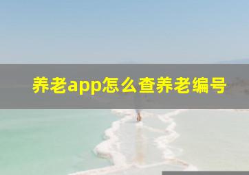 养老app怎么查养老编号