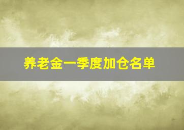 养老金一季度加仓名单