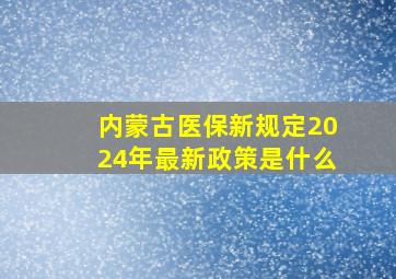 内蒙古医保新规定2024年最新政策是什么