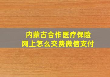 内蒙古合作医疗保险网上怎么交费微信支付