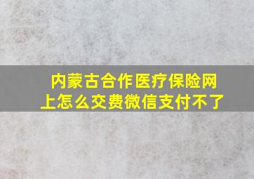 内蒙古合作医疗保险网上怎么交费微信支付不了