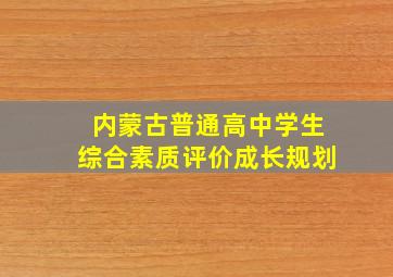 内蒙古普通高中学生综合素质评价成长规划