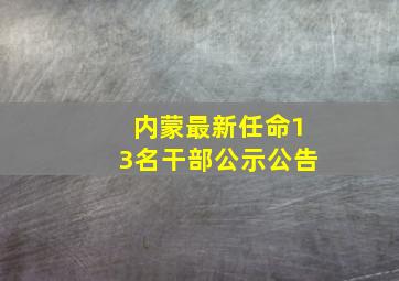 内蒙最新任命13名干部公示公告