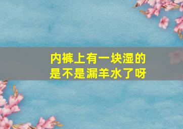 内裤上有一块湿的是不是漏羊水了呀