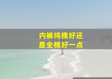 内裤纯棉好还是全棉好一点