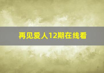 再见爱人12期在线看