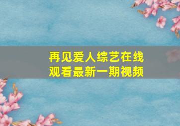 再见爱人综艺在线观看最新一期视频