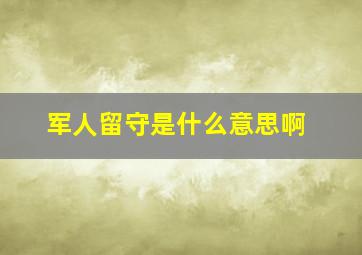 军人留守是什么意思啊